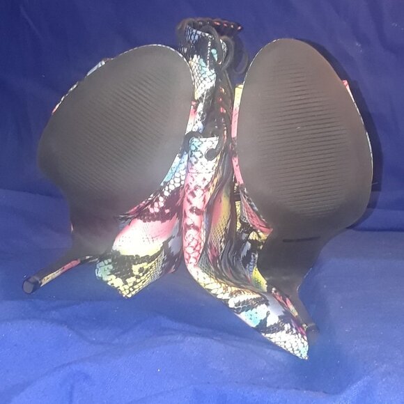 RAINBOW PYTHON LACE-UP STILETTO OVER-THE-KNEE BOOTS - Picture 5 of 8